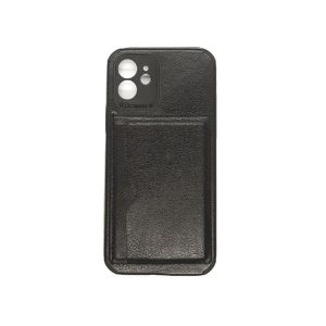 TPU IPHONE 12 PORTA TARJETA NEGRO CUERO