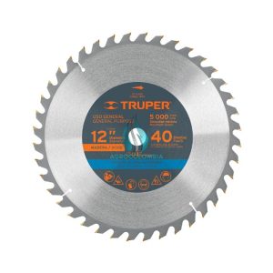 Disco sierra 12″ para madera, 40 dientes centro 1″, Truper