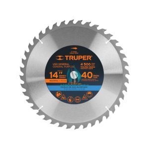 Disco sierra 14″ para madera, 40 dientes centro 1″, Truper