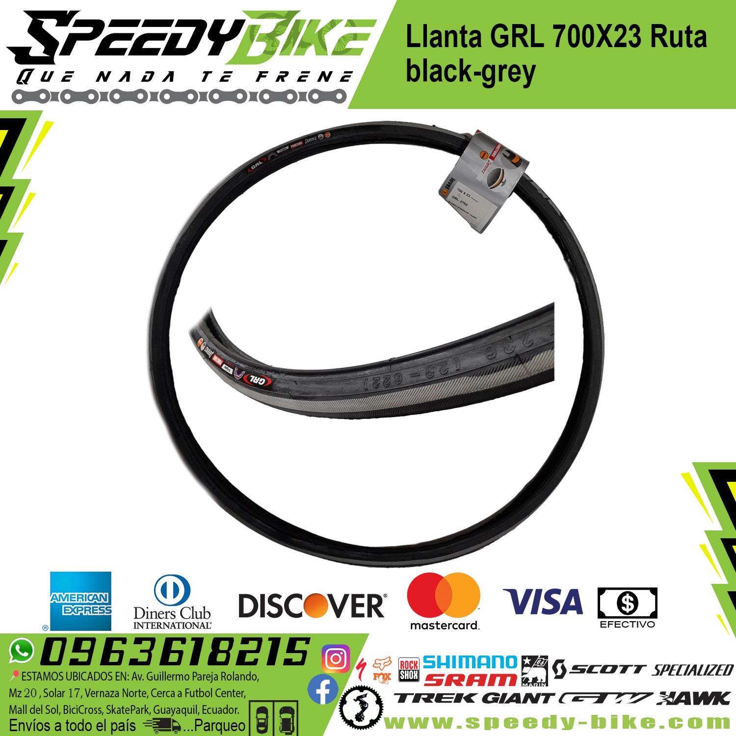 Llanta Grl 700×23 Ruta Black/Grey - Imagen 2