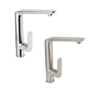 Monomando para fregadero cuello alto FOSET RIVIERA maneral metalico