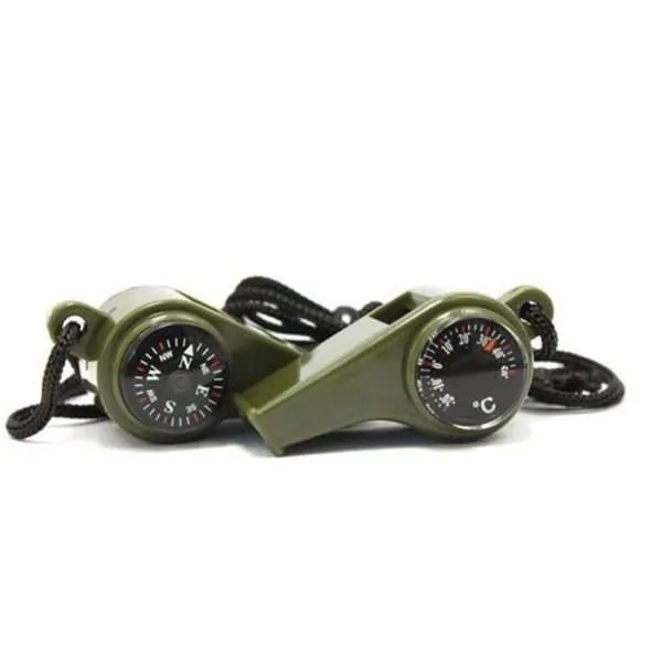 Pito Termómetro Y Brújula Supervivencia Camping