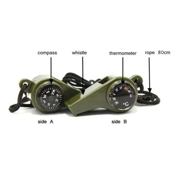 Pito Termómetro Y Brújula Supervivencia Camping - Imagen 4