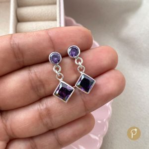 Aretes de Plata | Dijon Amethyst