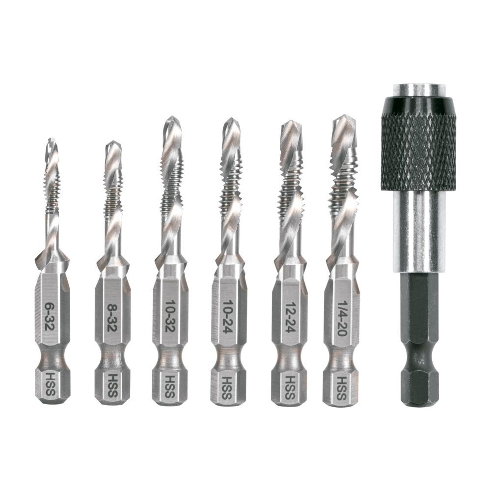 Juego de 6 brocas HSS con machuelo para metal Truper Mod. JBMT-6