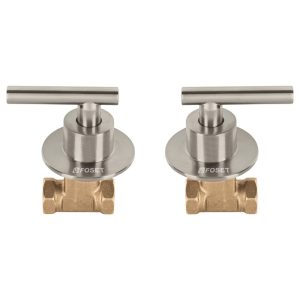 Juego de 2 llaves de empotrar roscables para regadera Foset Túbig maneral tipo palanca satín Mod. TBE-062N