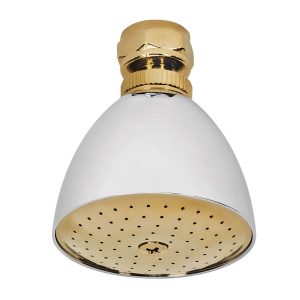 Regadera redonda Foset Aqua 2-1/2″ sin brazo acabado cromo-oro Mod. R-509SG